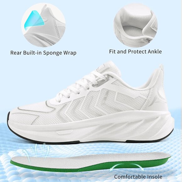 Women's White Breathable Tennis Shoes Non-Slip Sneakers for Walking & Workout - Picture 5 of 7